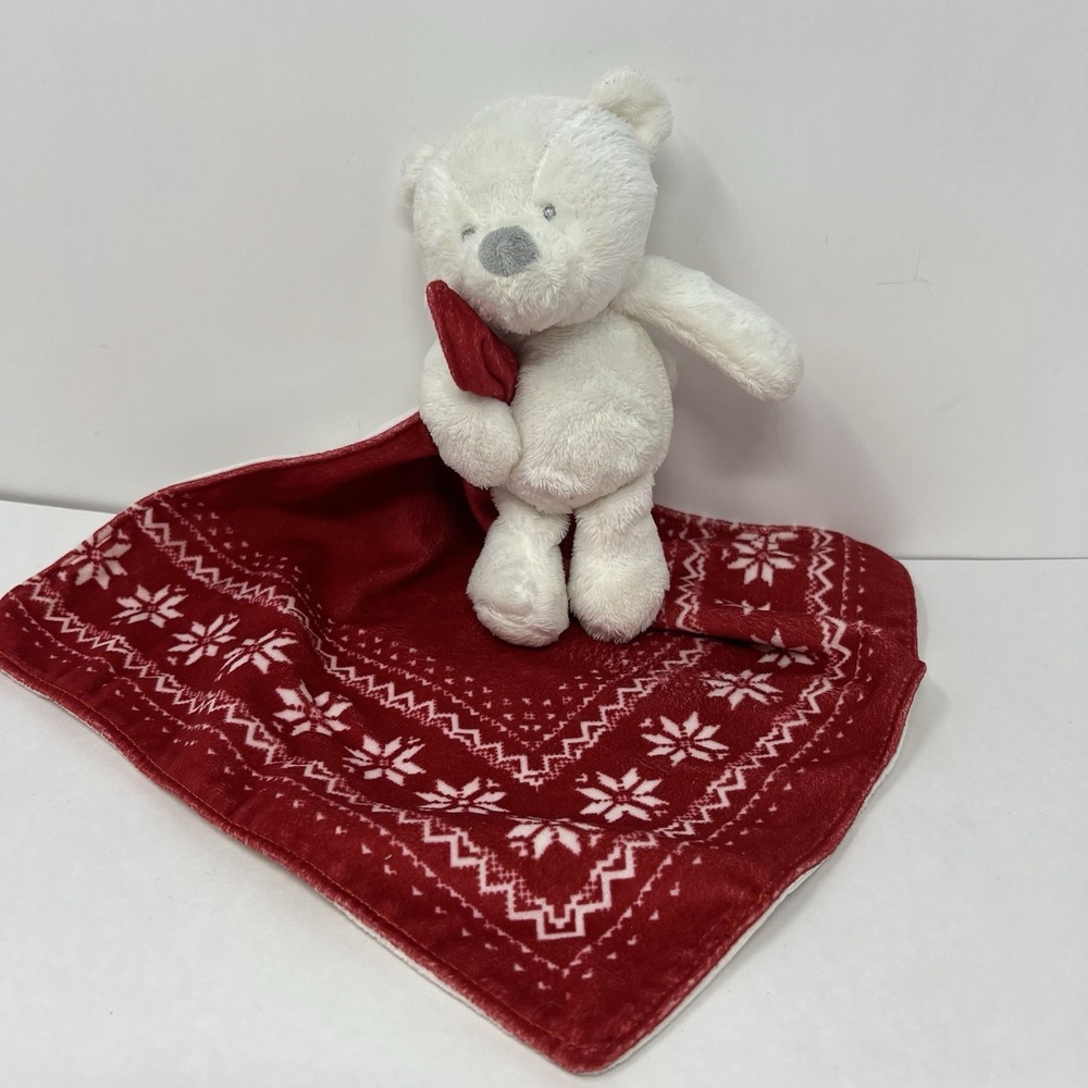Carters Christmas lovey teddy bear rattle red Security Toy baby‎ cuddling toy